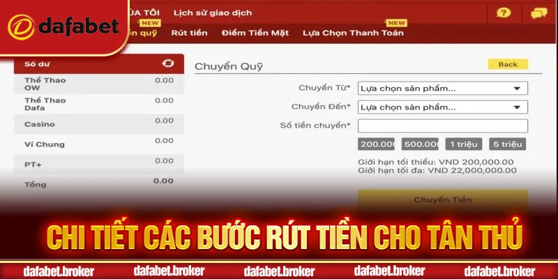 Chi tiết các bước rút tiền Dafabet